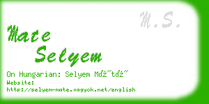 mate selyem business card